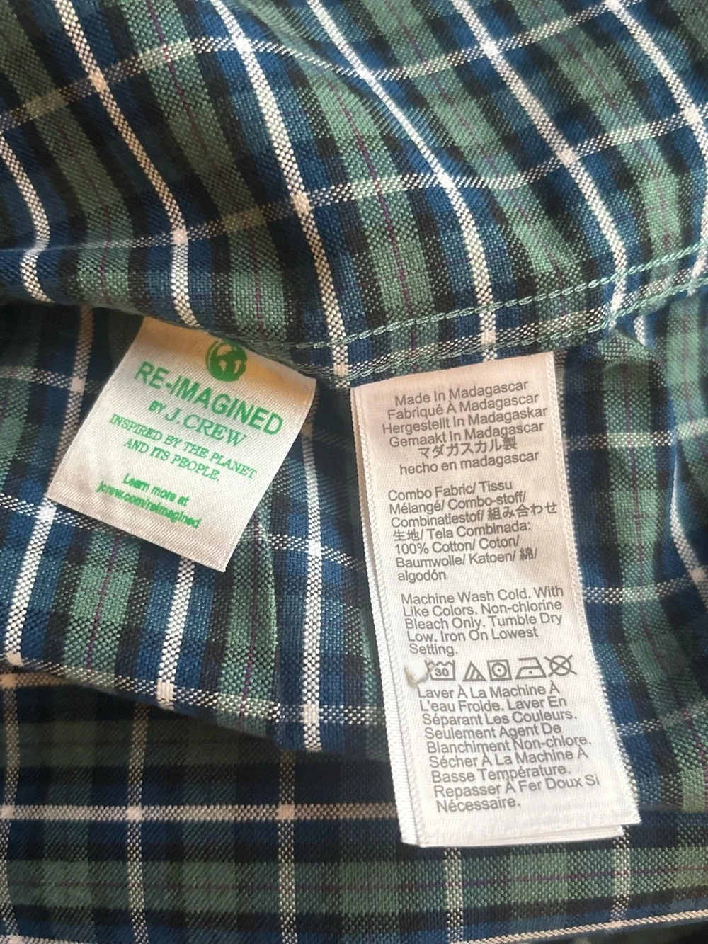 J Crew Shirt Men Medium Green Plaid Flex Oxford Slim Fit Long Sleeve Preppy